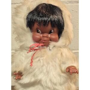 Vintage Collectible Doll in White Faux Fur Outfit